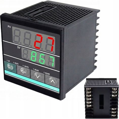 Regolatore di temperatura PID CH702 230V 0-400°C SSR + relè  Pannello 72x72 mm  Profondità 77 mm  LED  Termocoppia K  Allarme di alta temperatura