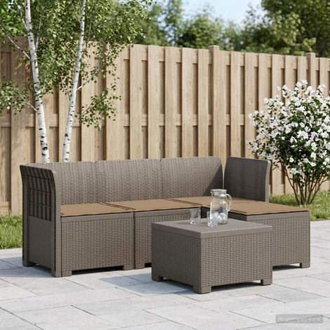 vidaXL Sofá de Jardín para 4 Personas con Cojines y Diseño de Rattan (1/5)