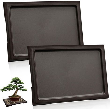Lot de 2 bacs à bonsaï bacs d'humidité, bacs Drainage carrés en Plastique pour Pots Fleurs, bacs récupération d'eau pour Plantes, bacs Galets pour Plantes d'intérieur, Cactus, bonsaï (Noir) (1/5)