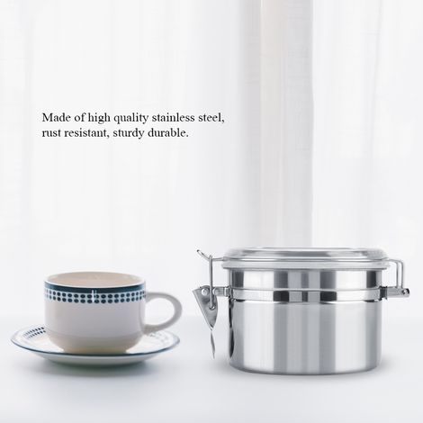 Boîte à café en acier inoxydable avec fermeture sous vide, bocal de conservation pour café, thé et sucre en grains (800 ml) (1/5)