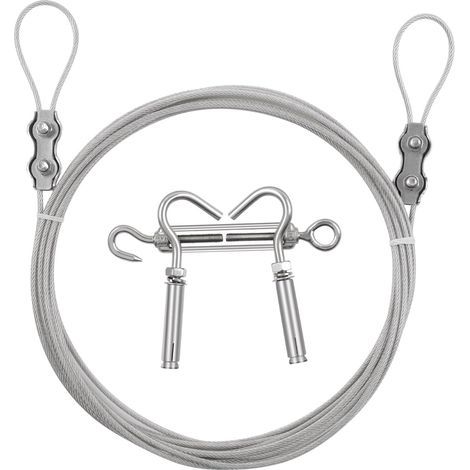 AIDUCHO 6m Φ3mm PVC-beschichtetes Edelstahlseil mit Kabelspanner, zur Herstellung von Edelstahlseil-Aufhängesets, Gartenseilrutschen, Kletterpflanzensets und Wäscheleinen. (1/4)