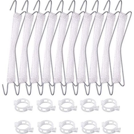 Set mit 10 Tomatenhaken mit Schnur, für Tomaten und Gurken, Gewächshäuser für anderes Gemüse, 10 Haken (10 Meter Schnur) + 20 Schlaufen (1/4)