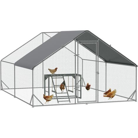 PawHut Walk In Chicken Run with Chicken Activity Shelf and Cover, 3 x 4 x 2m (1/5)