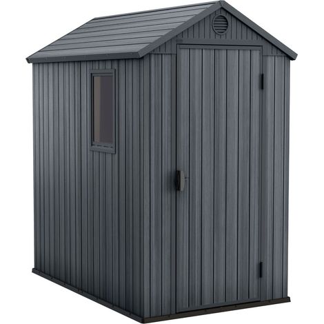 Keter Darwin 46 Gartenhaus - 125.8x184.5x205cm - Satteldach - Kunststoff - Grau (Holzoptik) - witterungsbeständig - abschließbar - 10 Jahre Herstellergarantie (1/10)