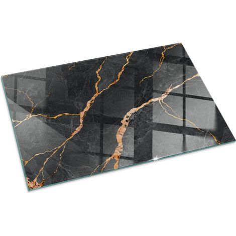 Plaque Rectangulaire décorative de sol avec impression sous cheminée protection et design Marbre élégant avec veines 100x70 cm (1/5)
