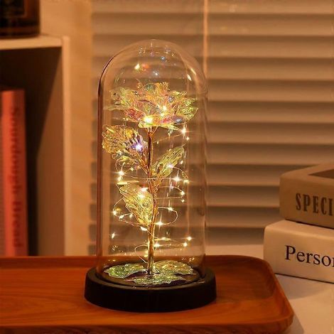 rose artificielle, cadeau de Saint-Valentin pour votre petite amie, rose éternelle avec lumière LED, décoration de mariage ou cadeau de Noëlblanc (1/5)
