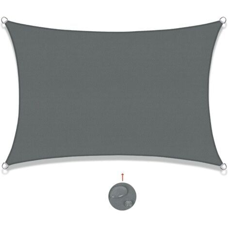 Voile d'ombrage Rectangulaire 2x4m Imperméable Toile Ombrage UV Protection pour Patio Jardin, Terrasse,Extérieur, Balcon, Gris (1/5)