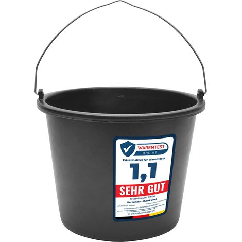 Garronda Baueimer 5 L – robuster Mörteleimer aus recyceltem Kunststoff mit Metallhenkel, stabiler Putzeimer und Maurerkübel für Baustelle, Garten und Haushalt GD-0168 (1/5)
