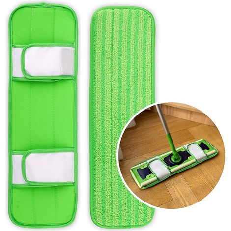 2 Tampon de serpillière, Accessoire balai, Microfibre épaisse 12mm, Lavable 100 fois, Pour sols durs (1/5)