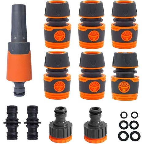 Kit de Raccord Rapide, Raccordement de Tuyau d'arrosage 11 Pièces, Raccord de Tuyau 1/2", Raccord de Tuyau, Accessoires de Raccord de Tuyau pour Tuyau d'arrosage (1/5)