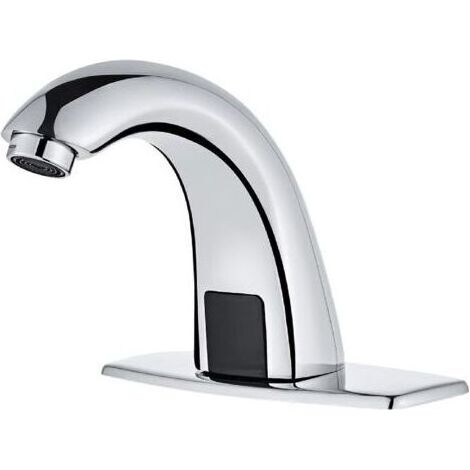 Robinet de lavabo chromé sans contact Robinet à capteur de mouvement automatique Fonctionne sur piles pour sanitaires commerciaux (1/5)
