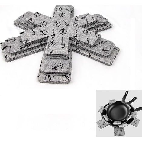 Lot de 12 protections de casseroles et de poêles en feutre pour empiler les séparateurs d'assiettes pour séparer les casseroles et les poêles (1/5)