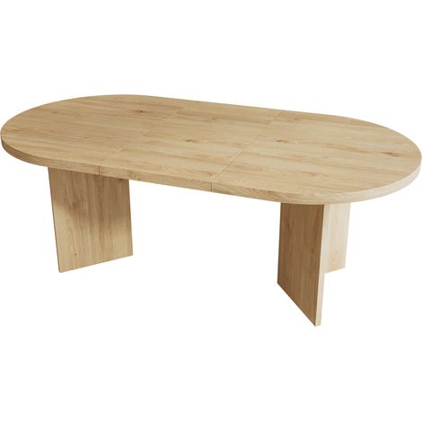 Tavolo da pranzo 160 x 80 cm in MDF effetto rovere, 6-8 posti, angoli arrotondati, piano da 18 mm (1/5)