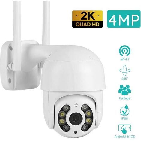 1 Caméra Surveillance WiFi 1080P,Audio Bidirectionnel,Vision Nocturne,Détection Humaine,IP66,Extérieur