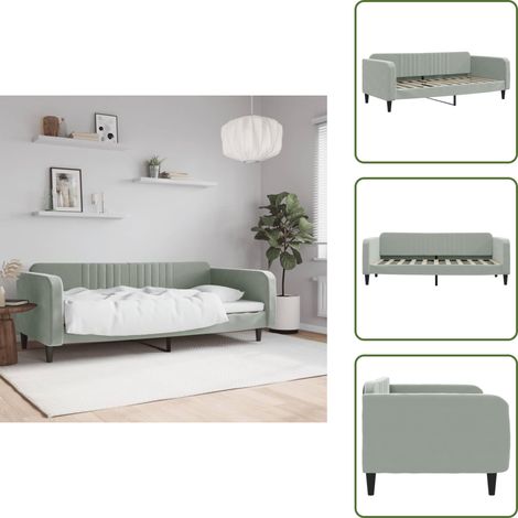 Lit - vidaXL Lit de repos sans matelas gris clair 90x190 cm velours - Canapé avec lit (1/5)