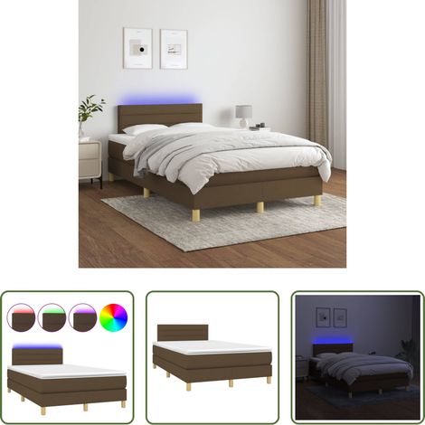 Sommier tapissier - Sommier à lattes de lit matelas et LED Marron foncé 120x200 cm (1/5)