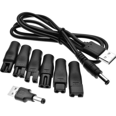 Kit de carga para afeitadora de 7 piezas: adaptador USB de 5 V + cable de alimentación para afeitadora, cable de carga USB para afeitadora. (1/4)