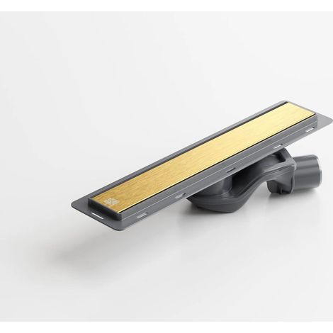 Canalina di scarico in acciaio lineare per doccia a pavimento, 40 cm x 6,5 cm, 61 l/min - satinato oro (1/5)