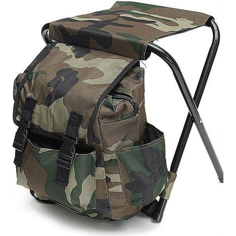 Tabouret pliable extérieur, chaise de transport avec sac de rangement et sac à dos pour randonnée, camping et pêche (1/5)