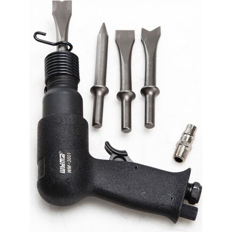 Pneumatic hammer set with short barrel, quick change holder and 3 chisels, 4500 BPM, light (1/5)