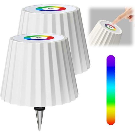 Kabellose Flaschenlampe mit RGB-Atemlicht, stufenlos dimmbar, wiederaufladbar, LED, für Bars und Restaurants, 2 Stück, weiß