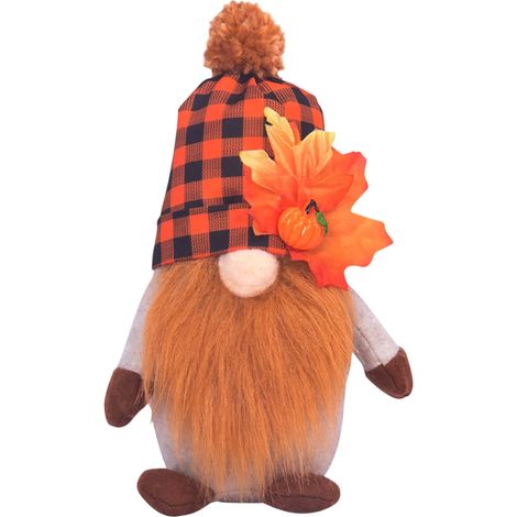 Gnome - Decoration Automne Halloween - Figurine Sans Visage Feuille D'érable - 15 x 8 x 22 cm - 1 Pièce (1/5)