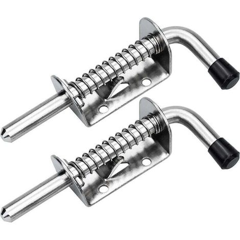 Set of 2 latch to spring in stainless steel 128mm – Lock of door for garage and garden – Resistance to the corrosion – Installation fast (1/4)
