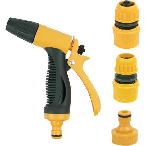 Pistola irrigazione giardino a getto variabile - Con impugnatura antiscivolo e regolazione della portata dell'acqua - Con raccordi e acqua stop (1/5)