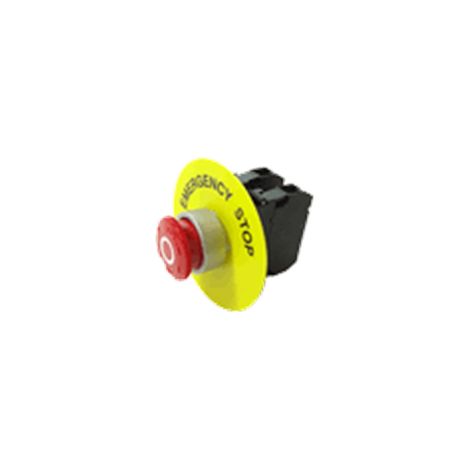 Bouton arrêt d'urgence composé rouge O blanc déverr en tournant Ø28mm