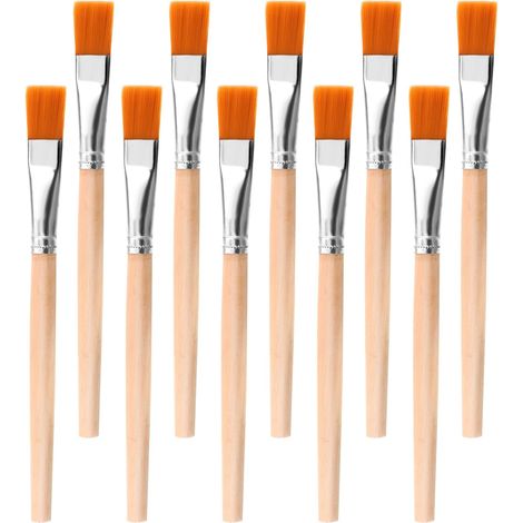 Lot de 10 Pinceaux Peinture Plats Largeurs Variées Poils Naturels - Pinceaux Artistes Débutants Beaux-Arts & Loisirs (1/5)