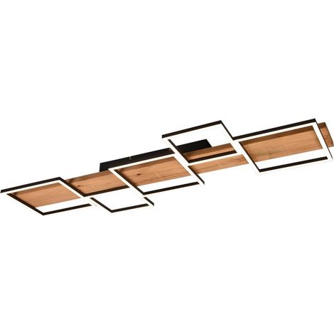 Plafonnier moderne LED Harper noir/bois Trio 622910532 (1/5)