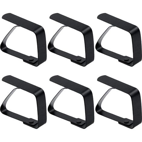 Lot de 6 Pinces à nappe, Acier inoxydable, 8 x 7 cm, Finition noire, Intérieur et extérieur (1/5)