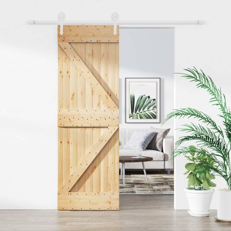 Puerta corredera con herrajes madera maciza de pino 70x210 cm vidaXL (1/5)
