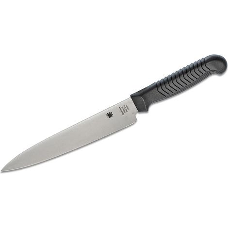 Spyderco STE-K04PBK Utility Messer de Küche Leichtgewicht de glatte Kante, Klinge de Stahl MBS-26 de 16,5 cm de lang mit Griff de Polypropylen de Farbe Schwarz