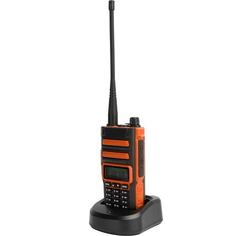 Kit de talkies-walkies portables bi-bande pour extérieur, avec écran LCD, 100-240 V, orange, prise UE. (1/5)