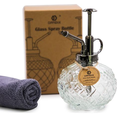 Brumisateur en verre pour plantes, 300 ml, bouteille de pulvérisation de style vintage, arrosoir avec pompe en plastique, arrosoir pour plantes en pot, jardin, nettoyage (transparent) (1/5)