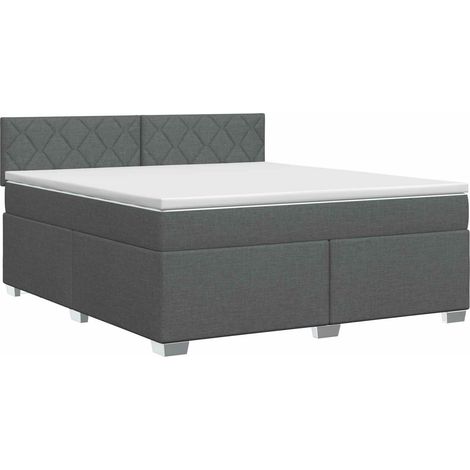 Maison Exclusive - Letto box spring con materasso Grigio Scuro 160 x 200 cm (1/5)