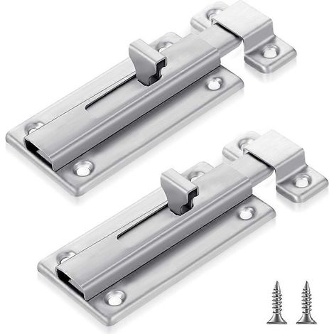 Lot de 2 verrous coulissants en acier inoxydable, verrous de porte de cabine de salle de bain avec vis, pour l'intérieur. (1/5)