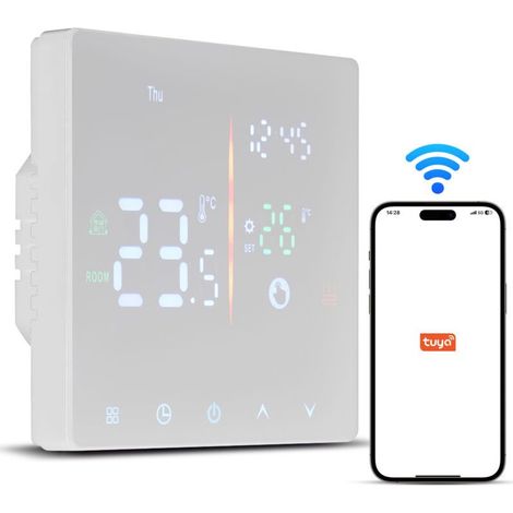 Eosnow Thermostat intelligent pour la maison WiFi Programmable hebdomadaire Mode manuel/automatique numérique Tuya APP Contrôle Écran LCD Contrôleur de température Chauffage électrique intelligent (1/4)