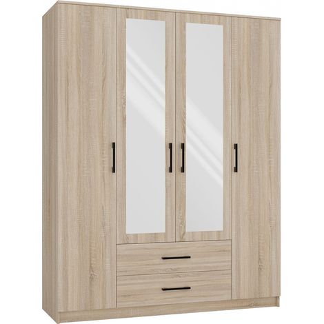 Armadio moderno con specchio, rovere Sonoma, 160 cm - Spazioso e funzionale (1/5)