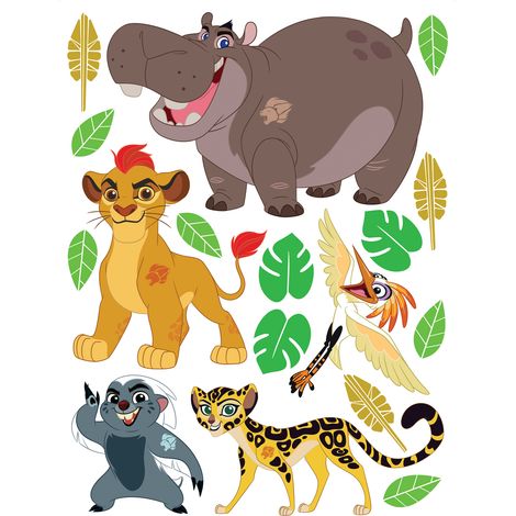 sticker mural La Garde de Roi lion marron, jaune et vert  - Disney