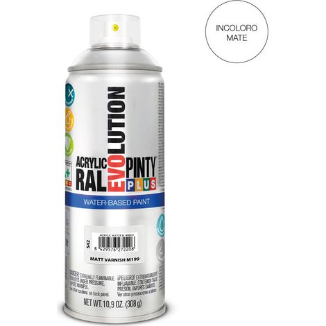 PINTURA EN SPRAY PINTYPLUS EVOLUTION WATER-BASED 520cc M199 BARNIZ MATE (1/2)
