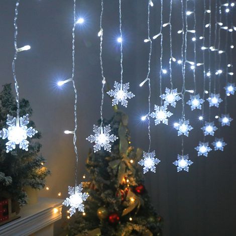 RCBBETT ZA SAS Guirlande lumineuse flocons de neige style glaçon, 9 m 360 LED multicolore, 8 modes, télécommande 6 touches infrarouge, IP44 étanche, intérieur et extérieur, décoration de Noël (1/5)