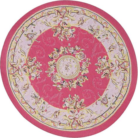 Tapis rond pour maison de poupée à l'échelle 1:12, 15,7 cm de diamètre, miniature tissée vintage exquise pour la décoration de maison de poupée, C02, motif fleurs rouges (1/5)