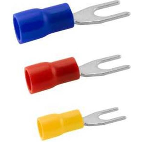 Cosses à fourche pré-isolées 3,7 mm en cuivre PVC rouge, paquet de 100 unités