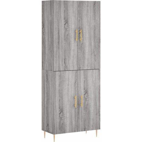 Buffet bahut commode armoire meuble de rangement organisateur cuisine salle de séjour salon haut sonoma 69,5 x 34 x 180 cm bois d'ingénierie gris