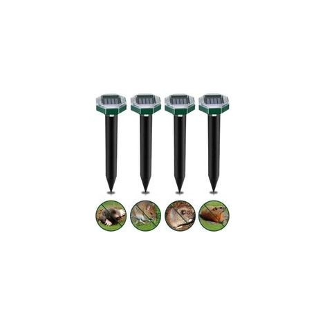 Répulsif Taupe Solaire à Ultrason,Lot de 4 Anti Taupe, Anti Taupe Solaire Vibration Et Ultrasons, IP65 Imperméable, Répulsifs Solaires pour Taupes
