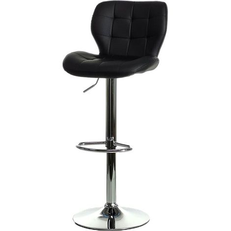 Sgabello per bar pub ristoranti con altezza regolabile elegante moderno seduta sedia con cuscino effetto trapuntato e metallo - Colori: nero (1/3)
