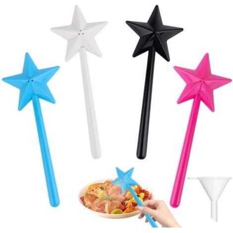 4 Pièces Salt and Pepper Shakers Magic Wand, Salière et Poivrière Baguette Magique, Avec 1 Entonnoir, Distributeur à Épices Magique Rechargeable pour la Cuisine en Camping en Voyage (1/5)