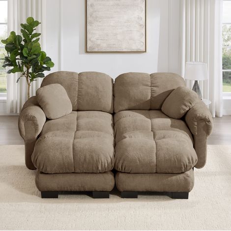 Sofá modular de chenilla, configuración en U, 190 x 149 x 90 cm, marrón OKMYHOME (1/5)